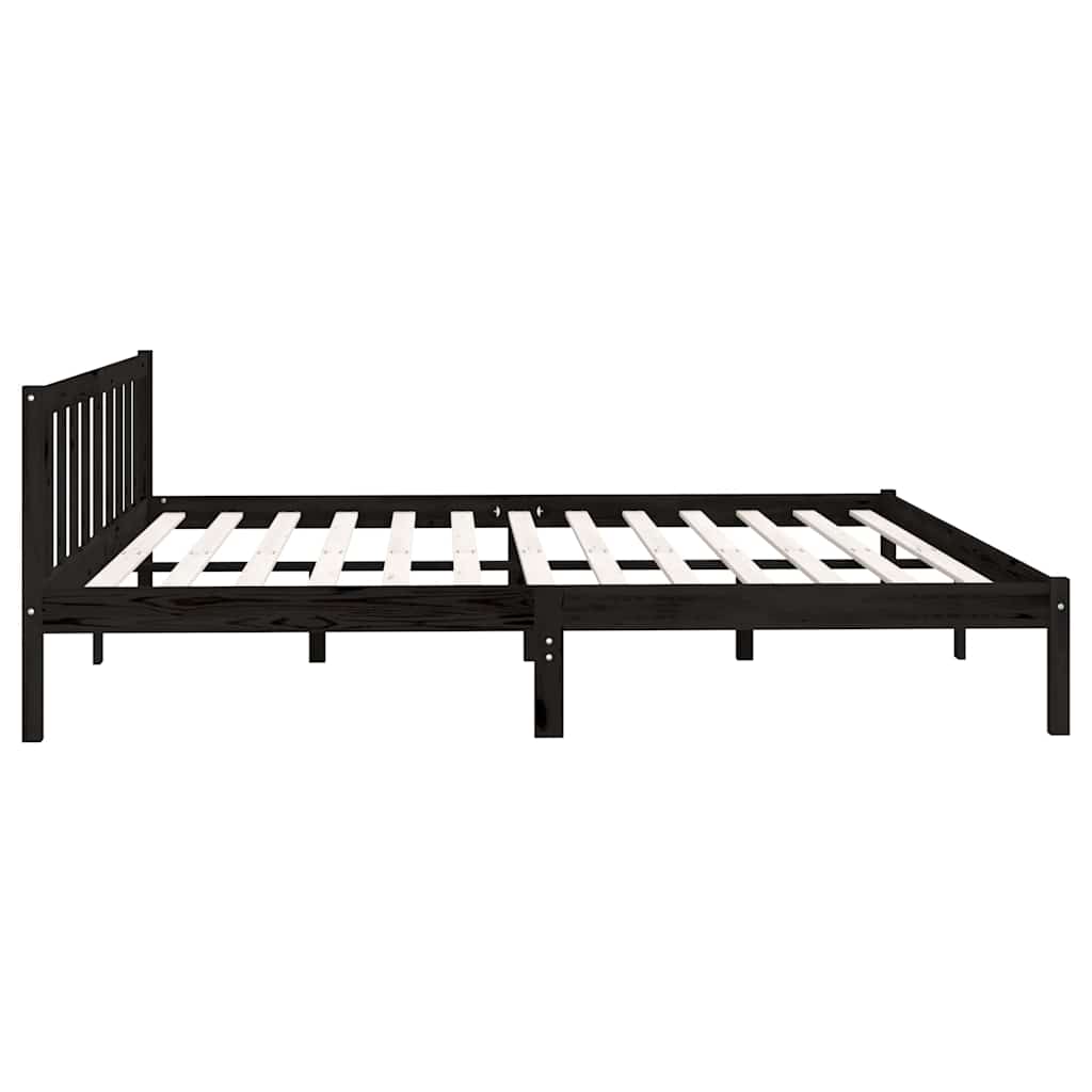 Okvir za krevet od masivne borovine crni 200 x 200 cm