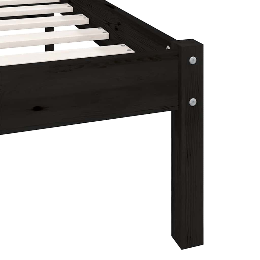 Okvir za krevet od masivne borovine crni 200 x 200 cm