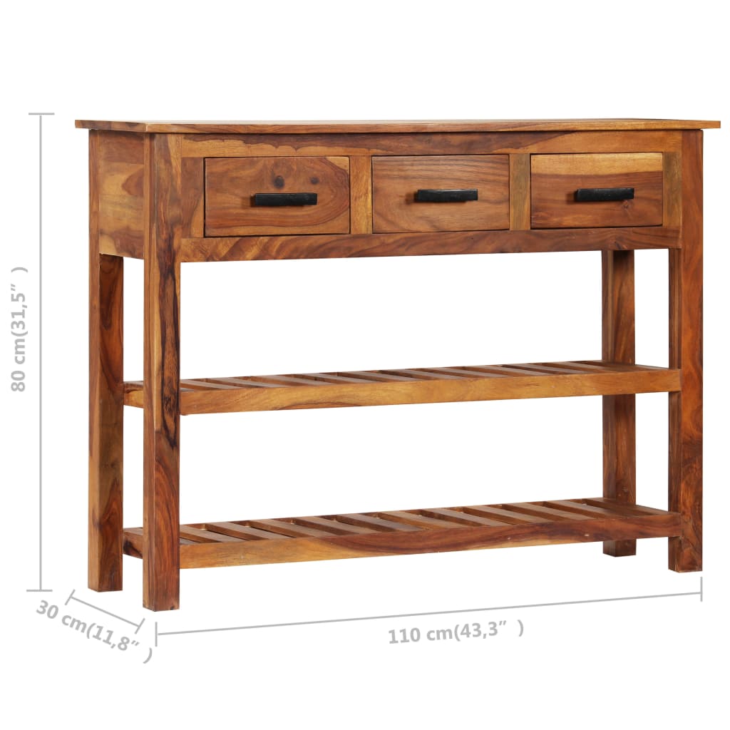Komoda s 3 ladice 110 x 30 x 80 cm od masivnog bagremovog drva