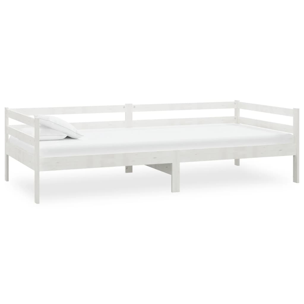 Dnevni ležaj s madracem 90 x 200 cm bijeli od masivne borovine