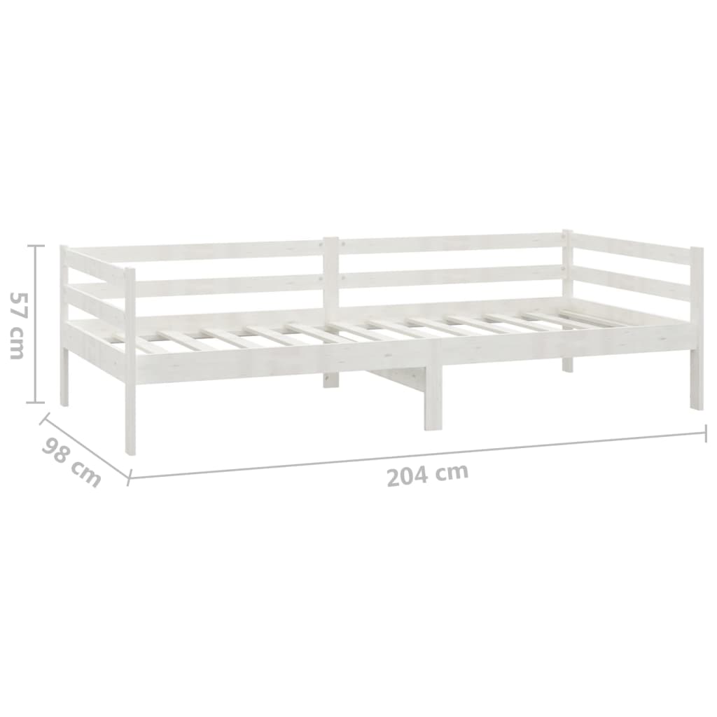 Dnevni ležaj s madracem 90 x 200 cm bijeli od masivne borovine