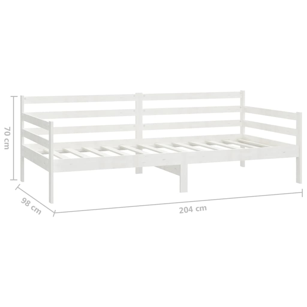 Dnevni ležaj s madracem 90 x 200 cm bijeli od masivne borovine