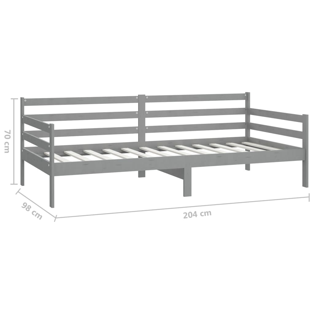 Dnevni ležaj s madracem 90 x 200 cm sivi od masivne borovine