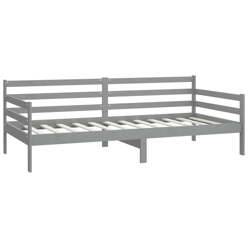 Dnevni ležaj s madracem 90 x 200 cm sivi od masivne borovine