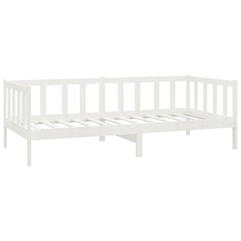 Dnevni ležaj s madracem 90 x 200 cm bijeli od masivne borovine