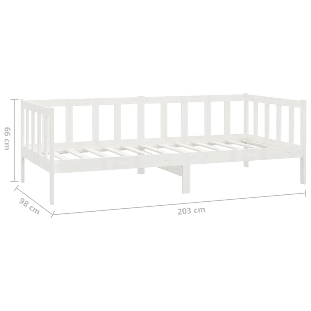 Dnevni ležaj s madracem 90 x 200 cm bijeli od masivne borovine