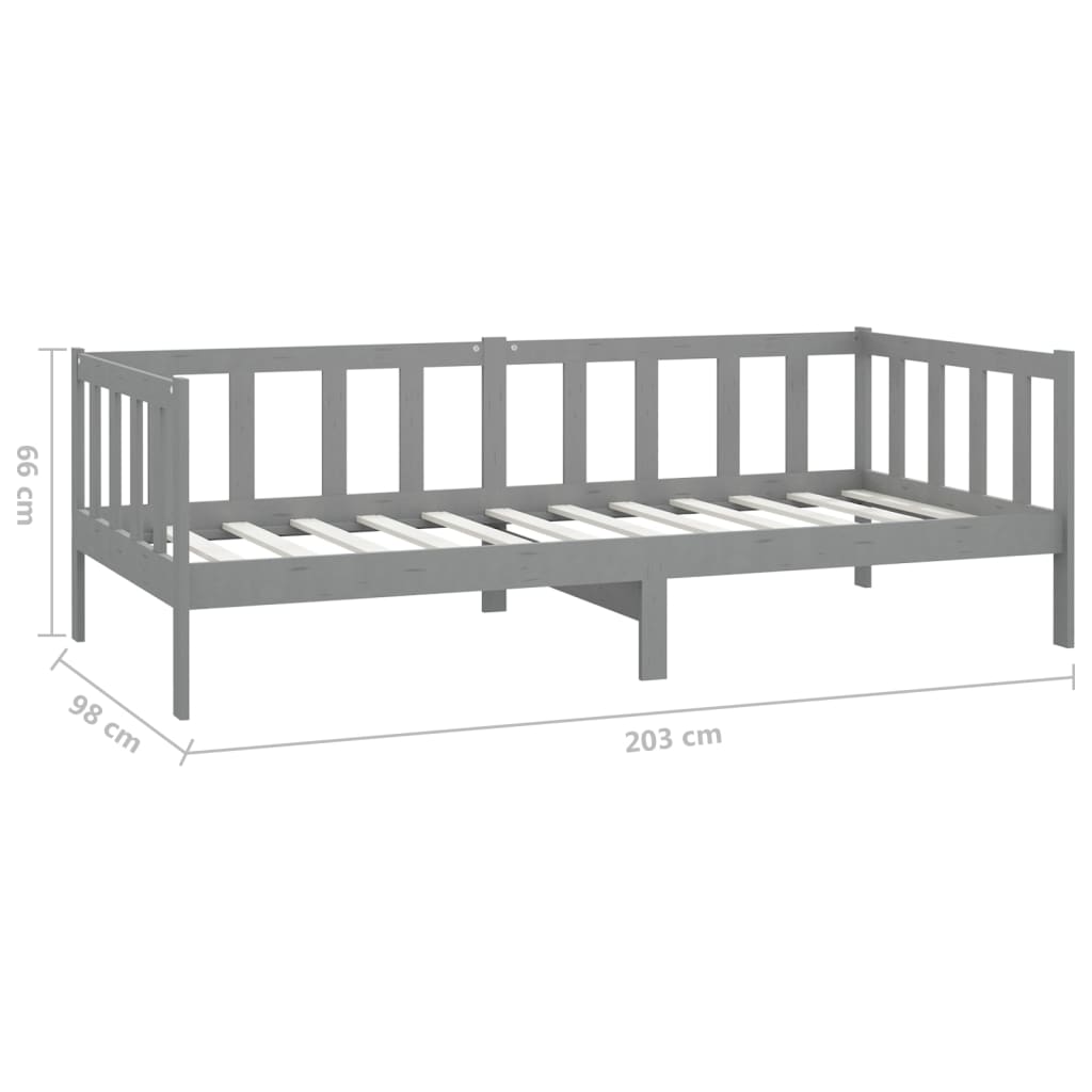Dnevni ležaj s madracem 90 x 200 cm sivi od masivne borovine
