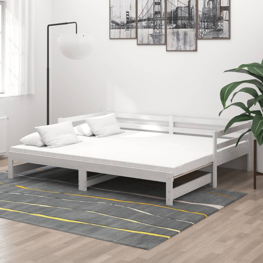 Dnevni ležaj na izvlačenje 2 x (90 x 200) cm bijeli od borovine