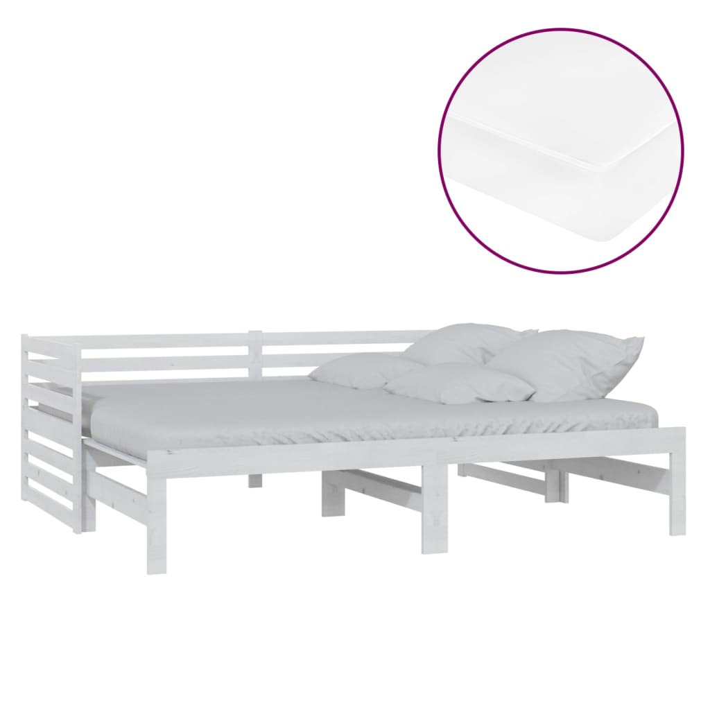 Dnevni ležaj na izvlačenje 2 x (90 x 200) cm bijeli od borovine