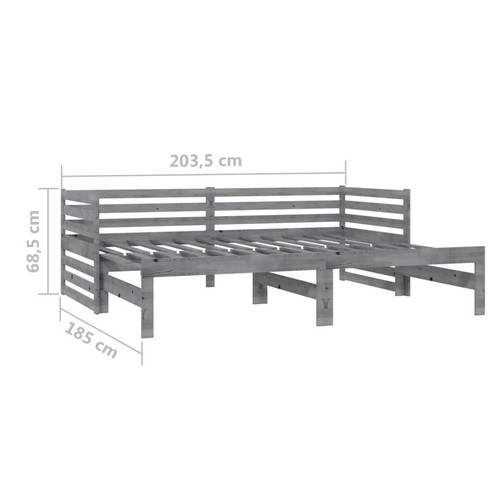 Dnevni ležaj na izvlačenje 2 x (90 x 200) cm sivi od borovine