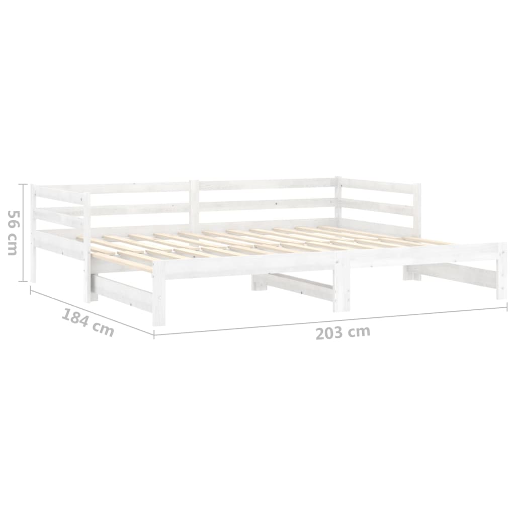 Dnevni ležaj na izvlačenje 2 x (90 x 200) cm bijeli od borovine