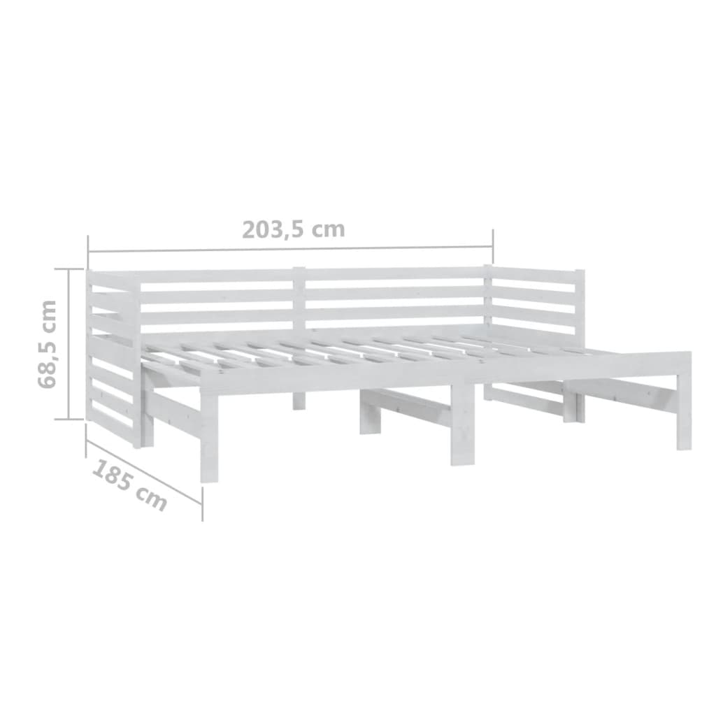 Dnevni ležaj na izvlačenje 2 x (90 x 200) cm bijeli od borovine