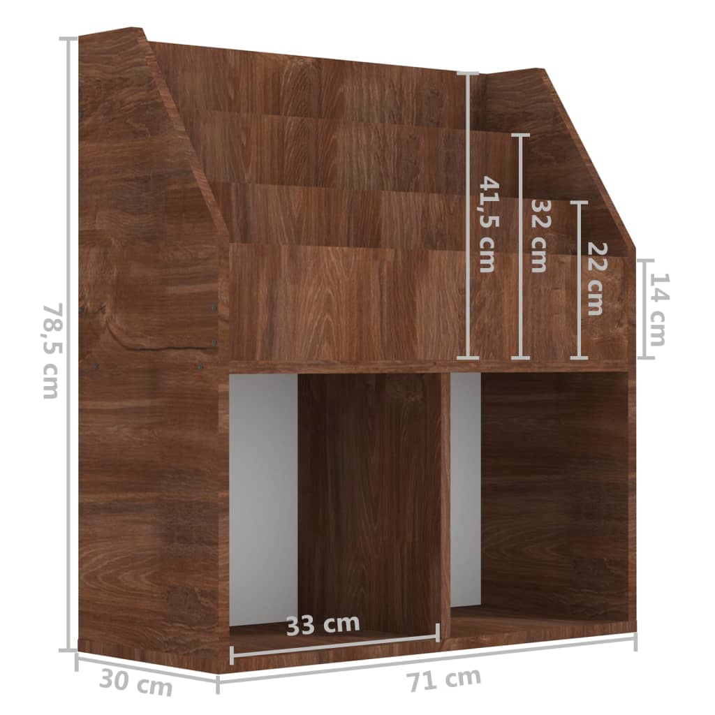 Stalak za dječje časopise smeđa boja hrasta 71x30x78,5cm drveni