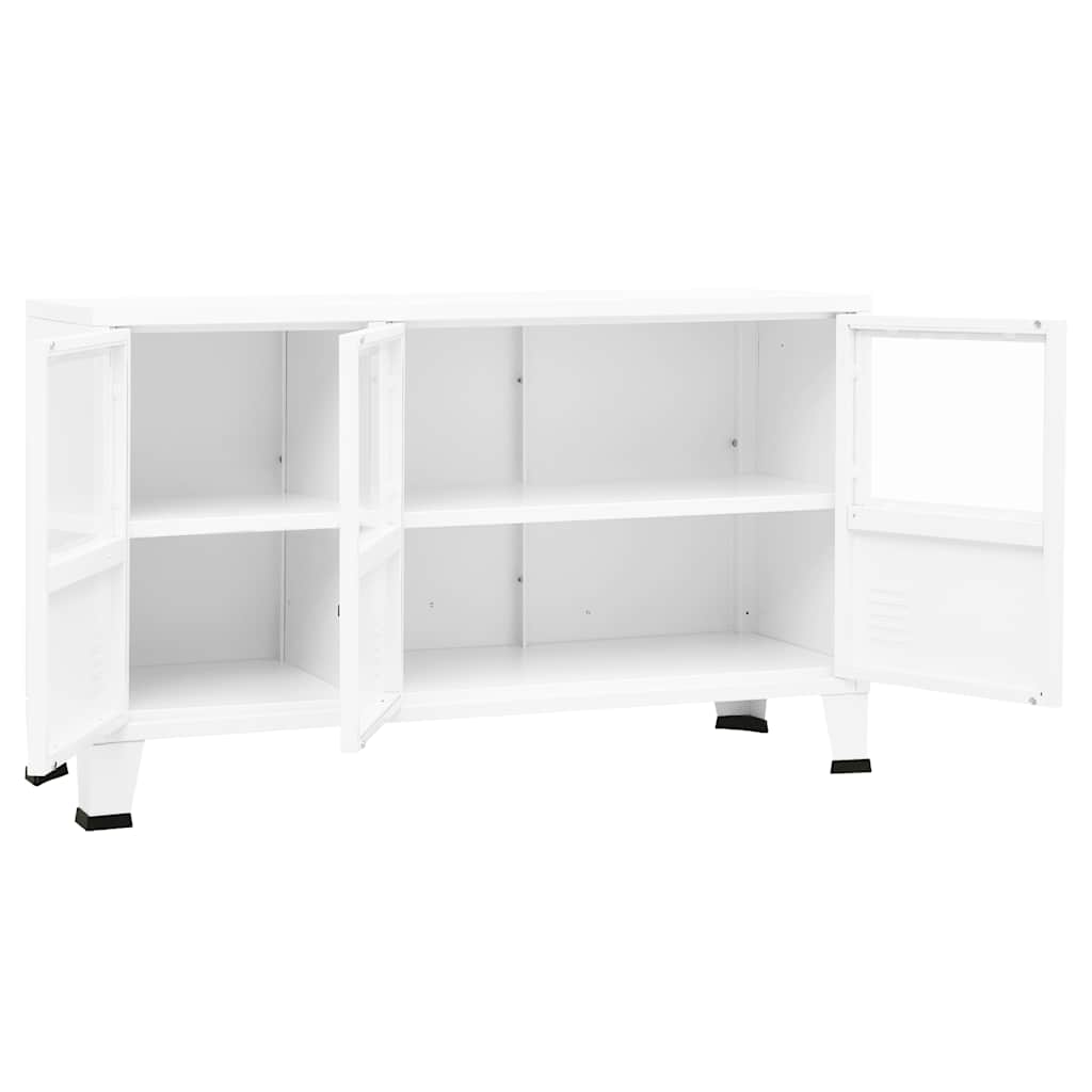 Komoda bijela 105 x 35 x 62 cm od metala i stakla