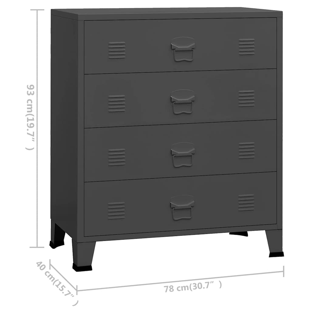 Industrijski ladičar antracit 78 x 40 x 93 cm metalni