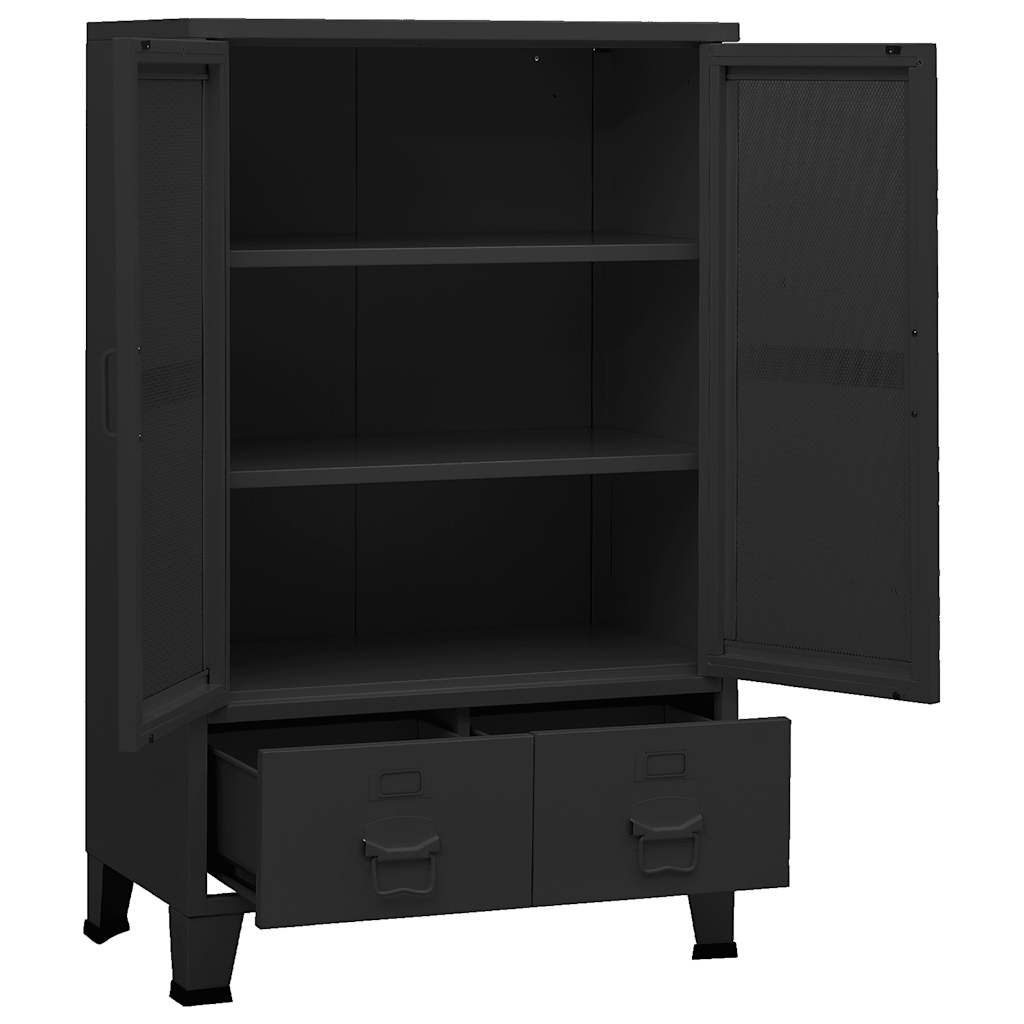 Industrijski sanduk za pohranu crni 70 x 40 x 115 cm metalni