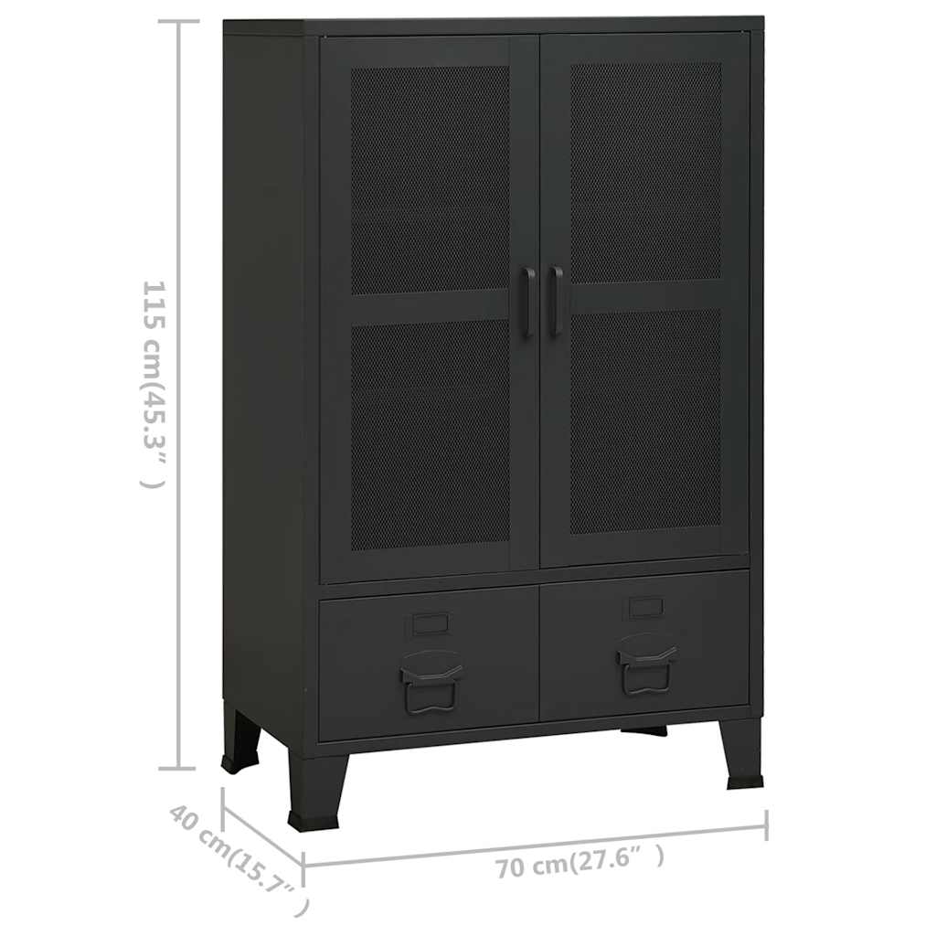 Industrijski sanduk za pohranu crni 70 x 40 x 115 cm metalni