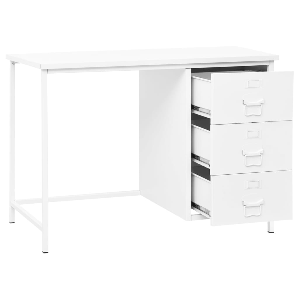 Industrijski radni stol s ladicama bijeli 105x52x75 cm čelični