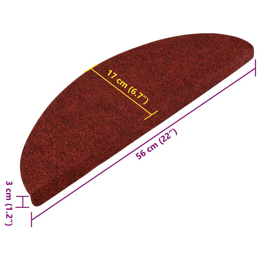 Samoljepljivi otirači za stepenice 15 kom 56x17x3 cm crveni