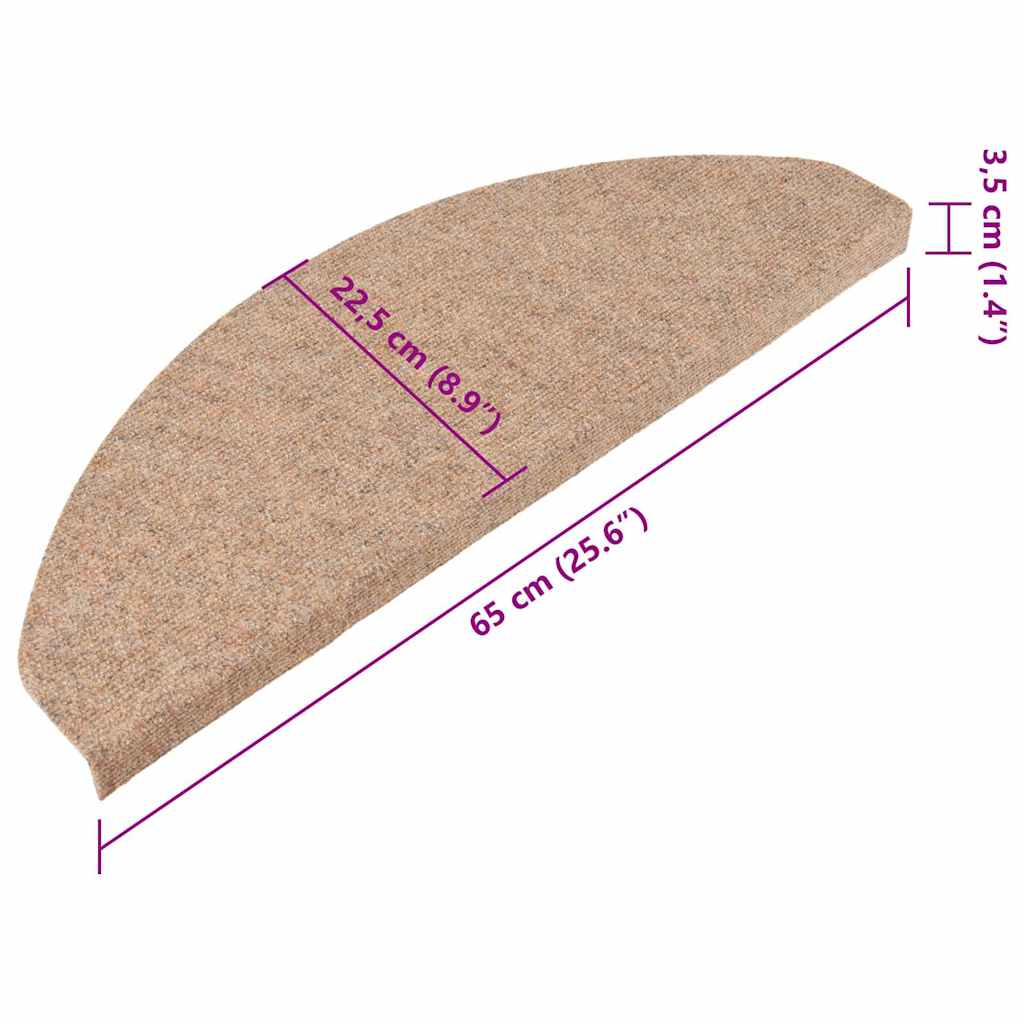 Samoljepljivi otirači za stepenice 15 kom 65x22,5x3,5 cm bež