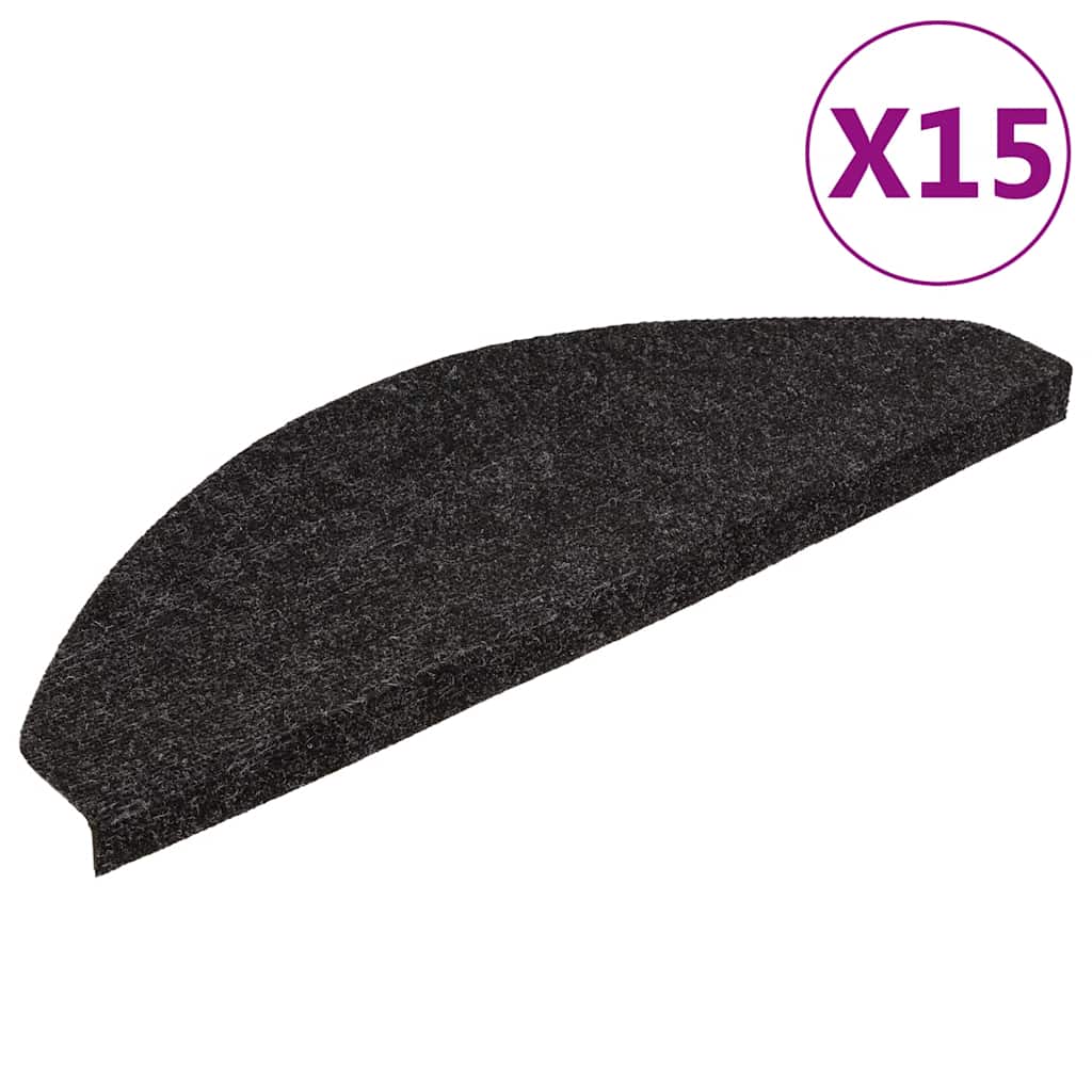 Samoljepljivi otirači za stepenice 15kom 65x22,5x3,5cm antracit