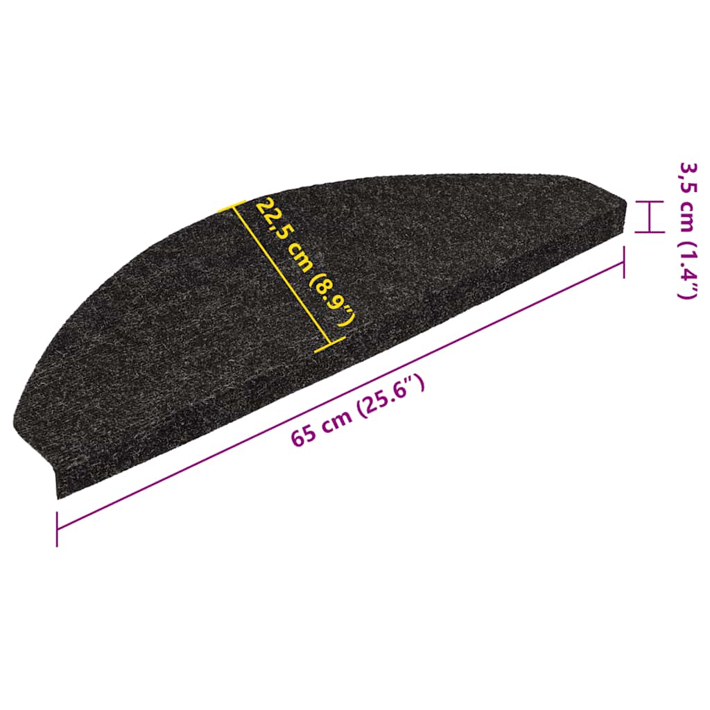 Samoljepljivi otirači za stepenice 15kom 65x22,5x3,5cm antracit