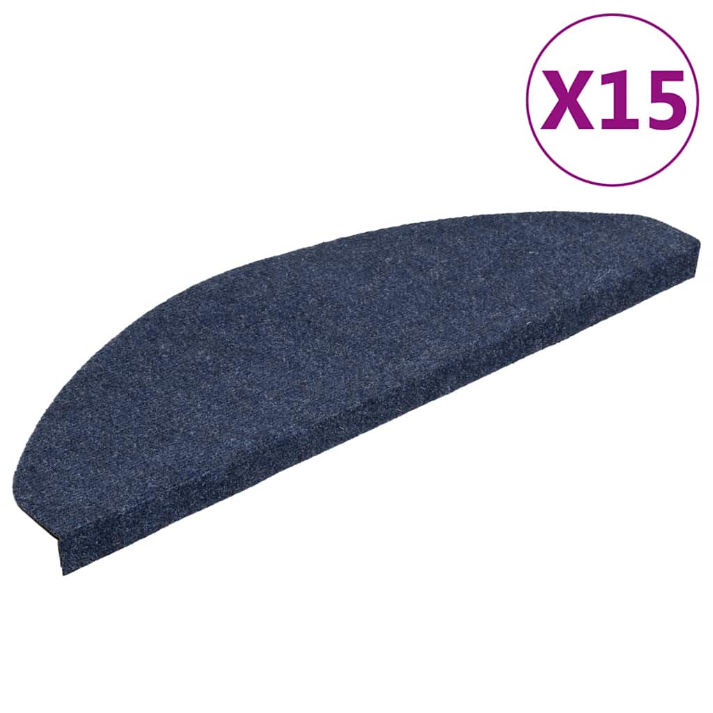 Samoljepljivi otirači za stepenice 15 kom 65x22,5x3,5 cm plavi