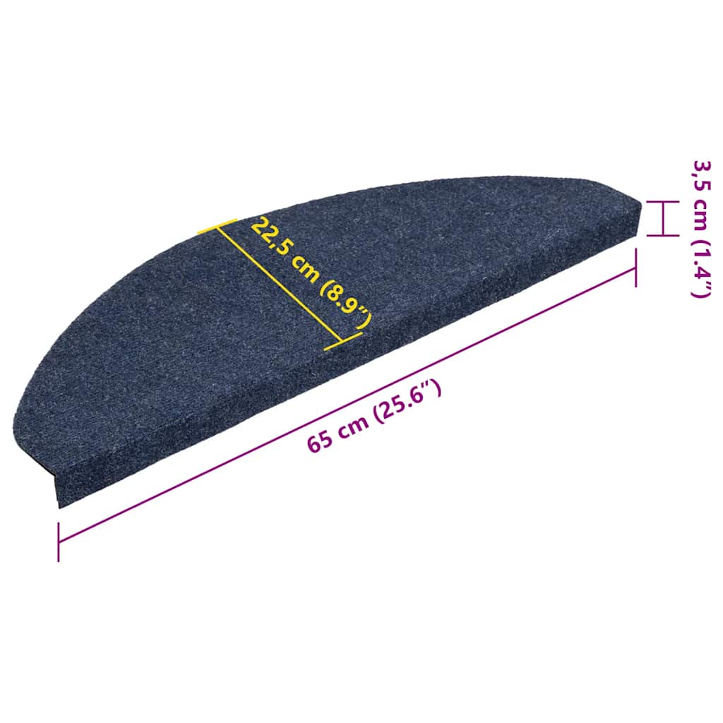 Samoljepljivi otirači za stepenice 15 kom 65x22,5x3,5 cm plavi