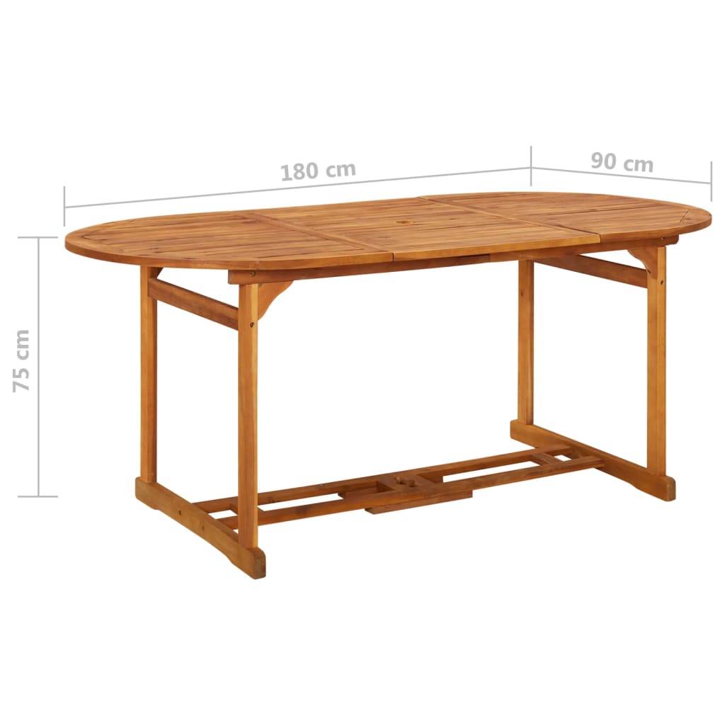 7-dijelni vrtni blagovaonski set 180x90x75 cm bagremovog drva