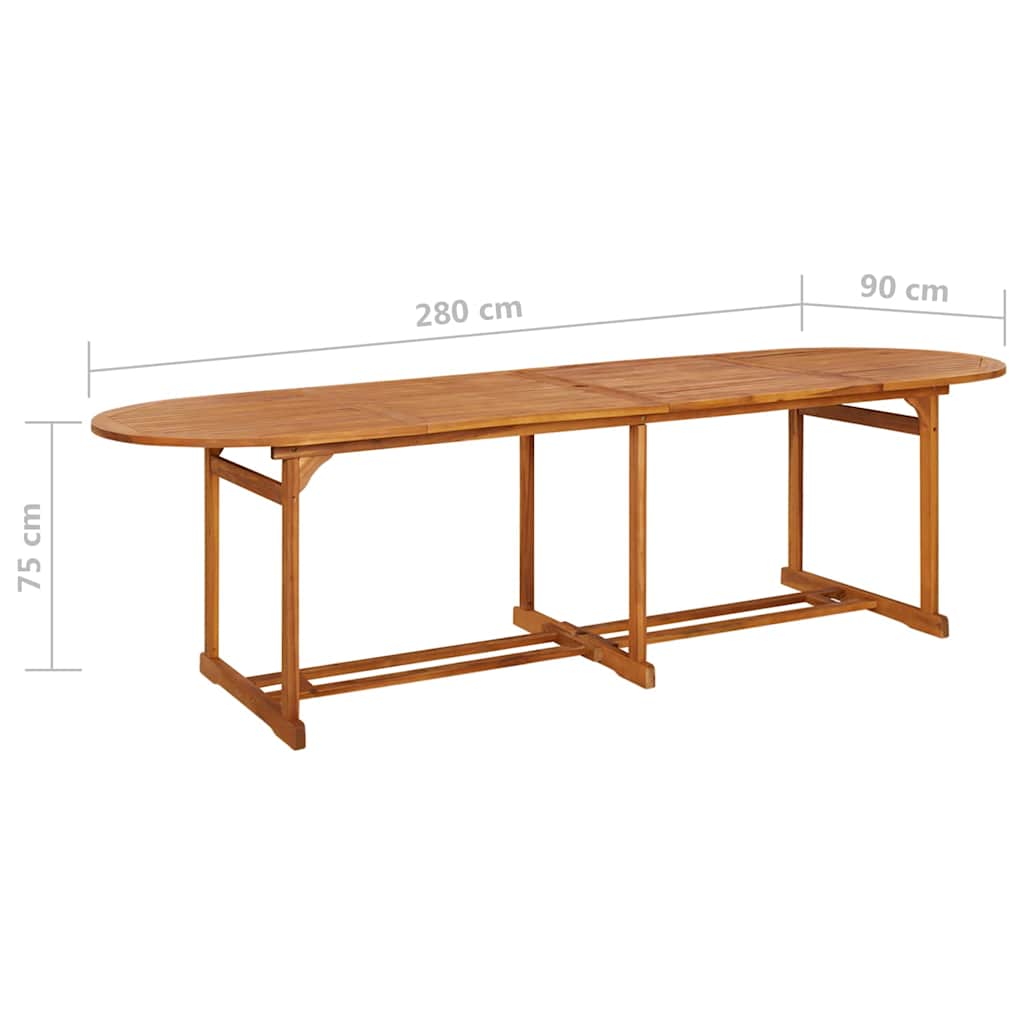 11-dijelni vrtni blagovaonski set 280x90x75 cm bagremovog drva