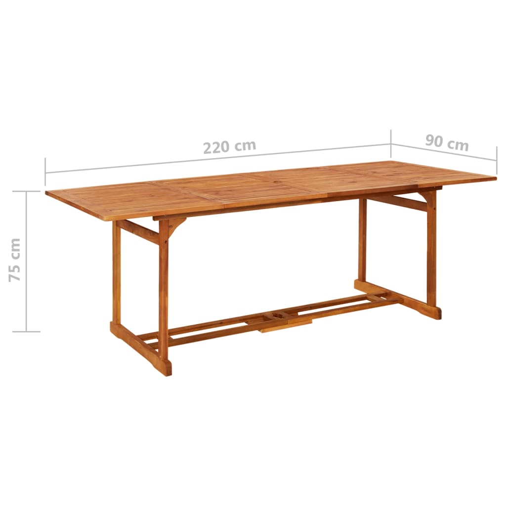 9-dijelni vrtni blagovaonski set 220x90x75 cm bagremovog drva