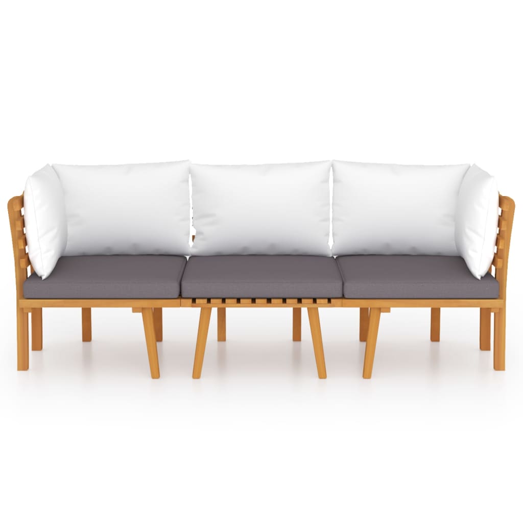 3-dijelna vrtna garnitura s jastucima masivno bagremovo drvo