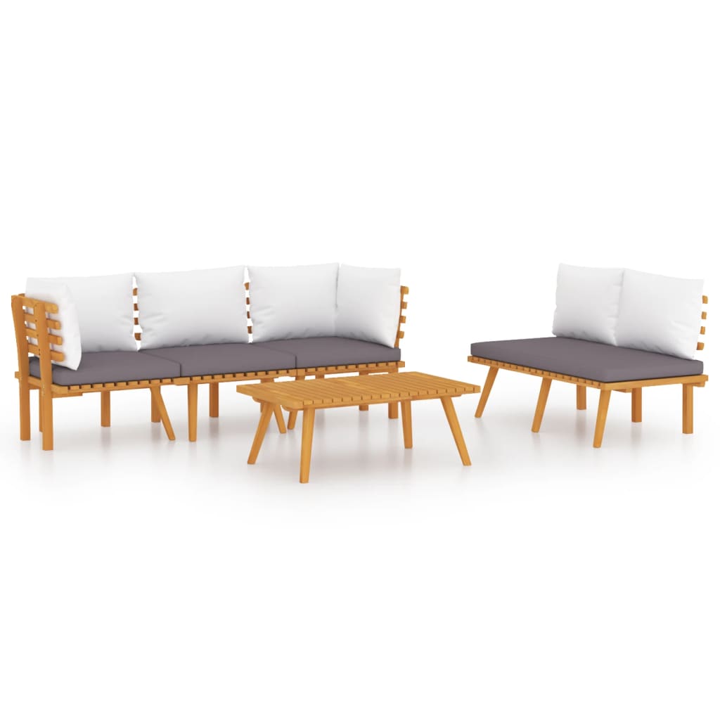5-dijelna vrtna garnitura s jastucima masivno bagremovo drvo
