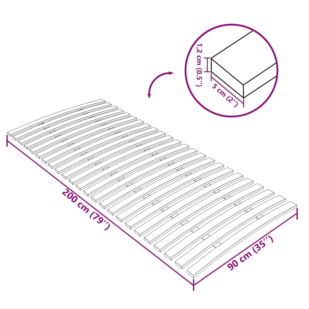 Zamjenske letvice za krevet s 24 letvice 90x200 cm