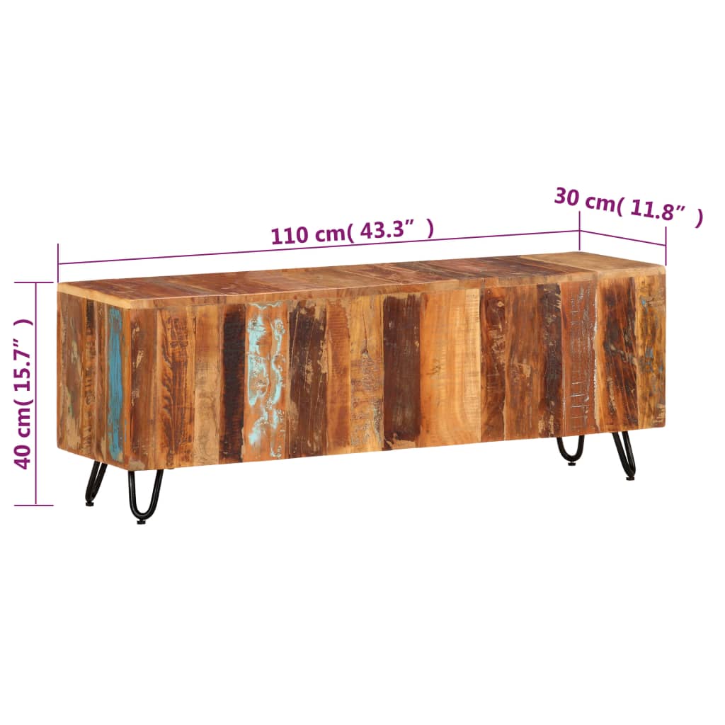 TV ormarić 110 x 30 x 40 cm od masivnog obnovljenog drva