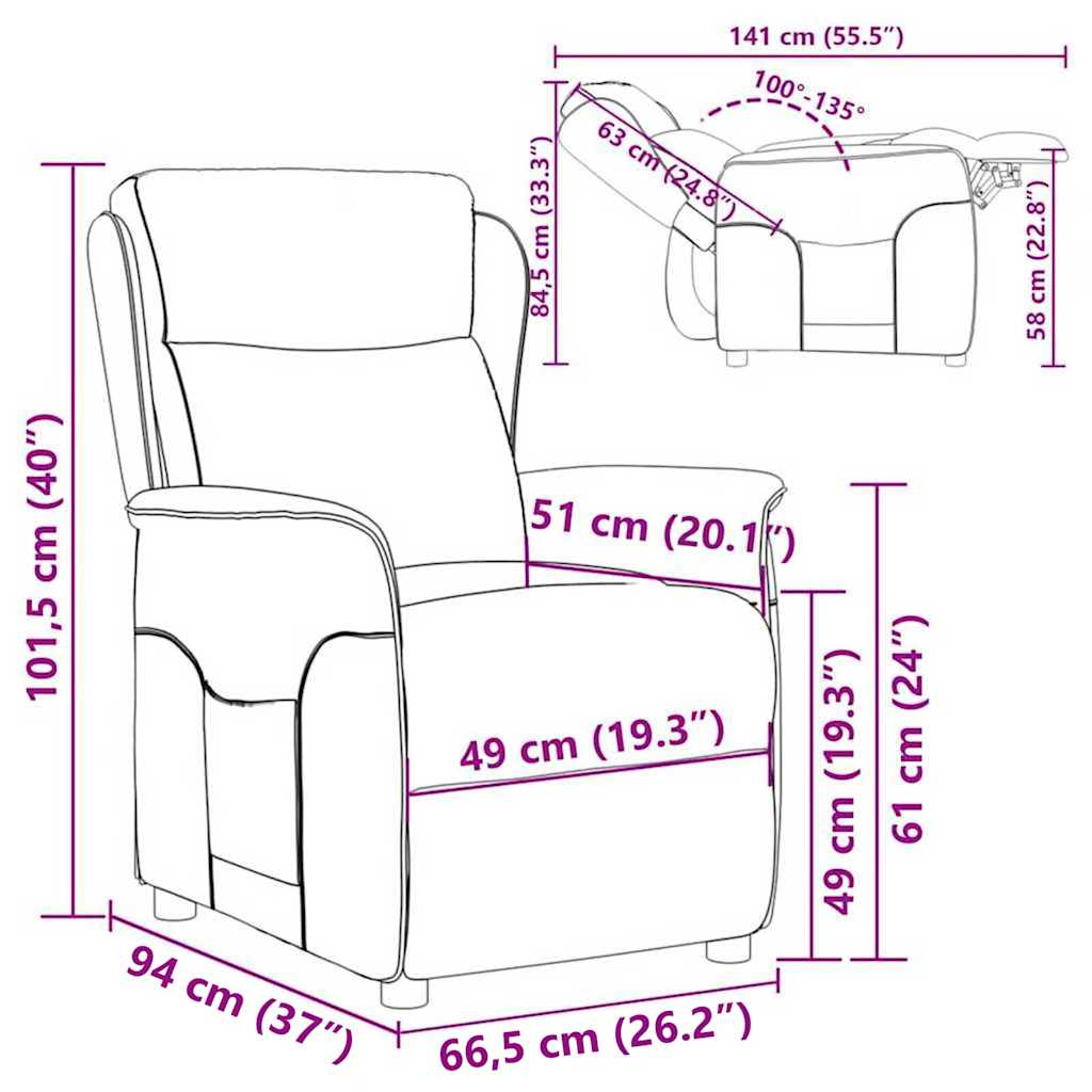 Naslonjač Tamno siva 66.5 x 94 x 101.5 cm Poliester