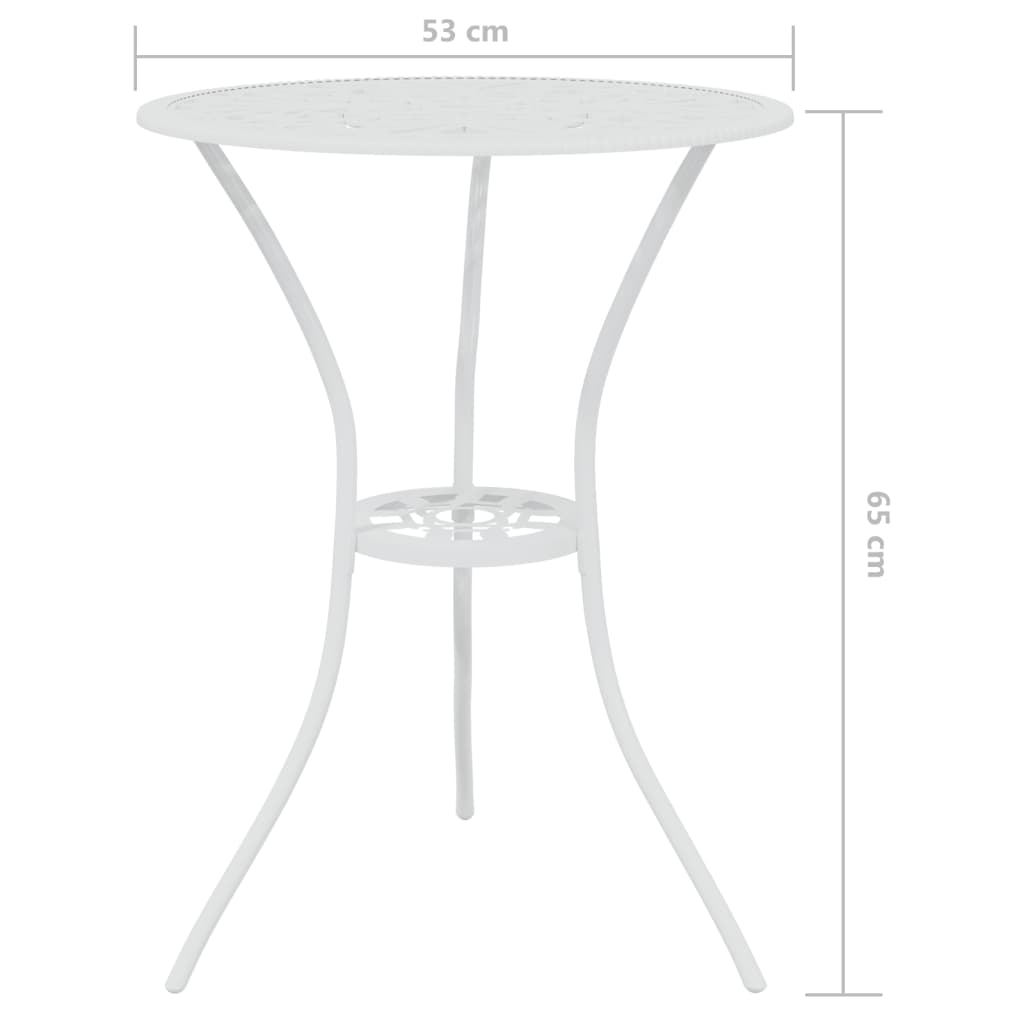 3-dijelni bistro set od lijevanog aluminija bijeli