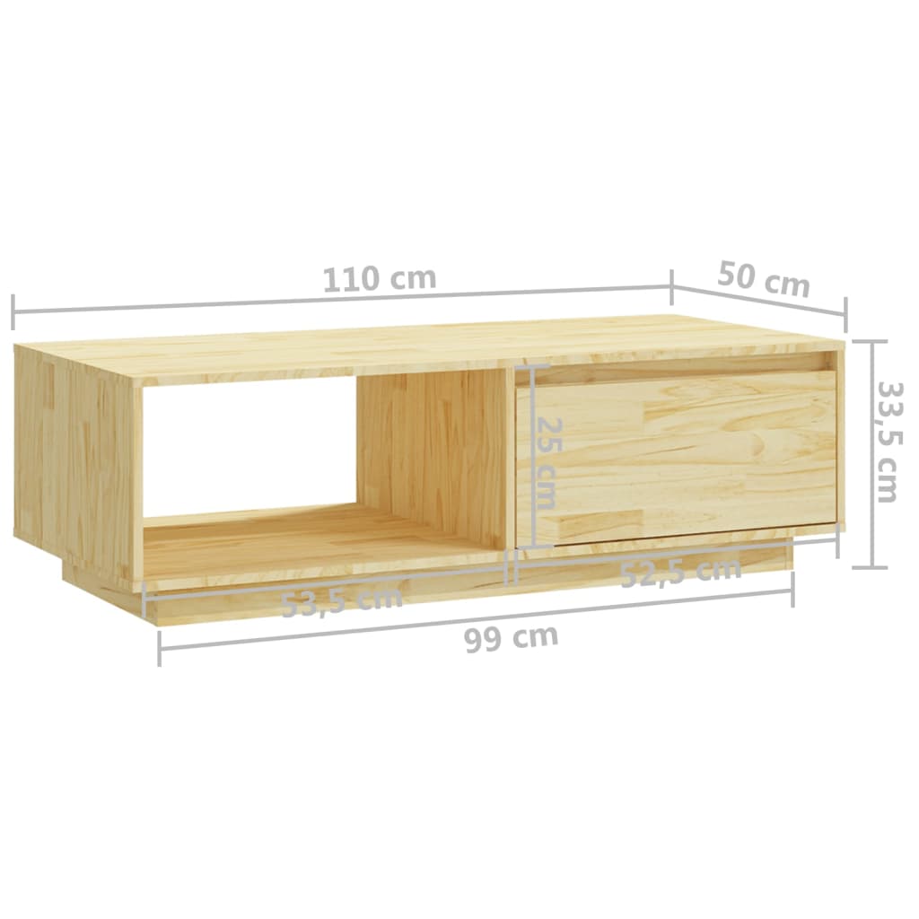 Stolić za kavu 110 x 50 x 33,5 cm od masivne borovine