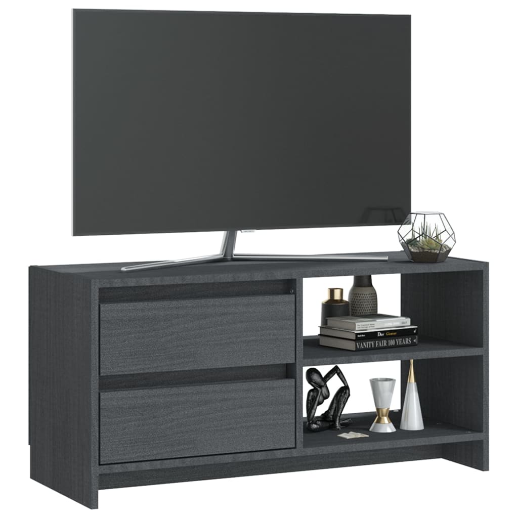 TV ormarić sivi 80 x 31 x 39 cm od masivne borovine