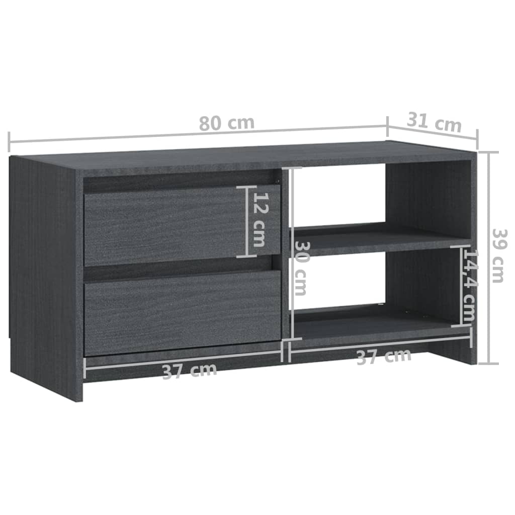 TV ormarić sivi 80 x 31 x 39 cm od masivne borovine