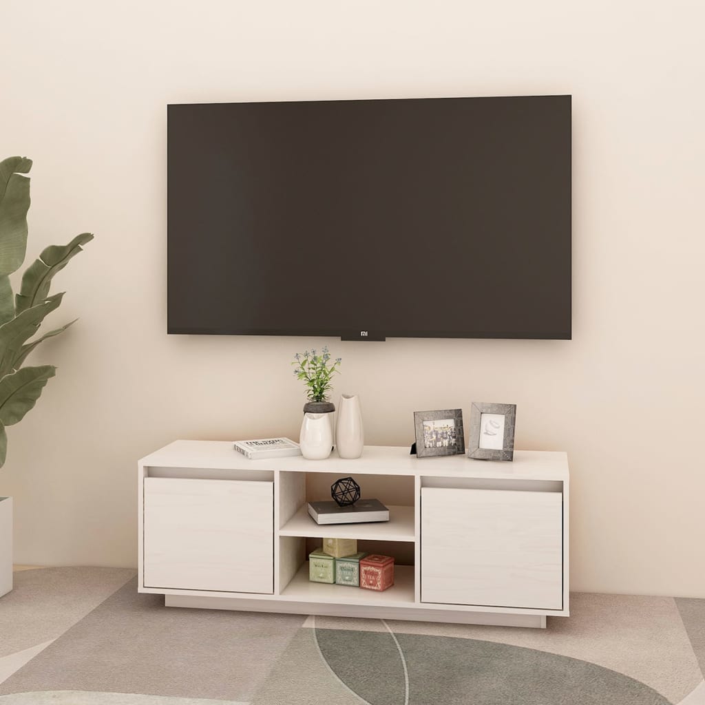 TV ormarić bijeli 110 x 30 x 40 cm od masivne borovine