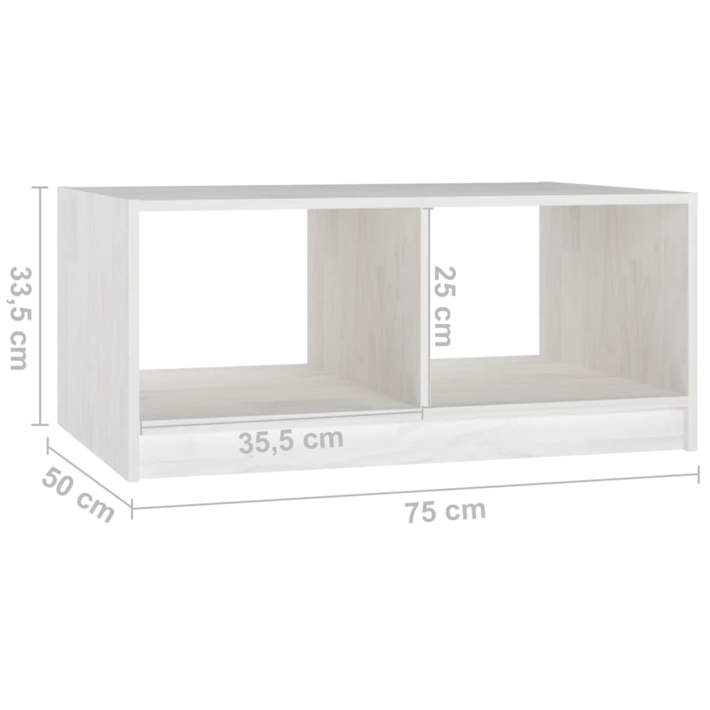Stolić za kavu bijeli 75 x 50 x 33,5 cm od masivne borovine