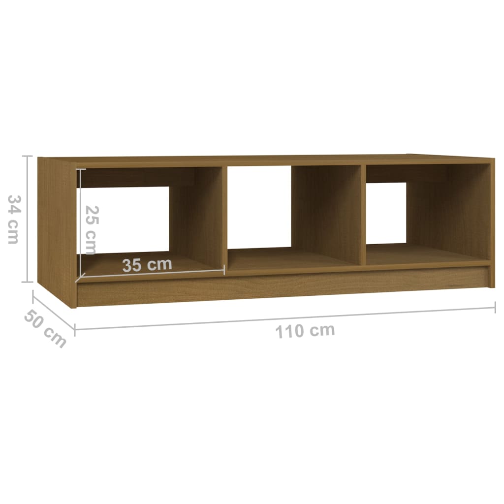 Stolić za kavu boja meda 110 x 50 x 34 cm od masivne borovine