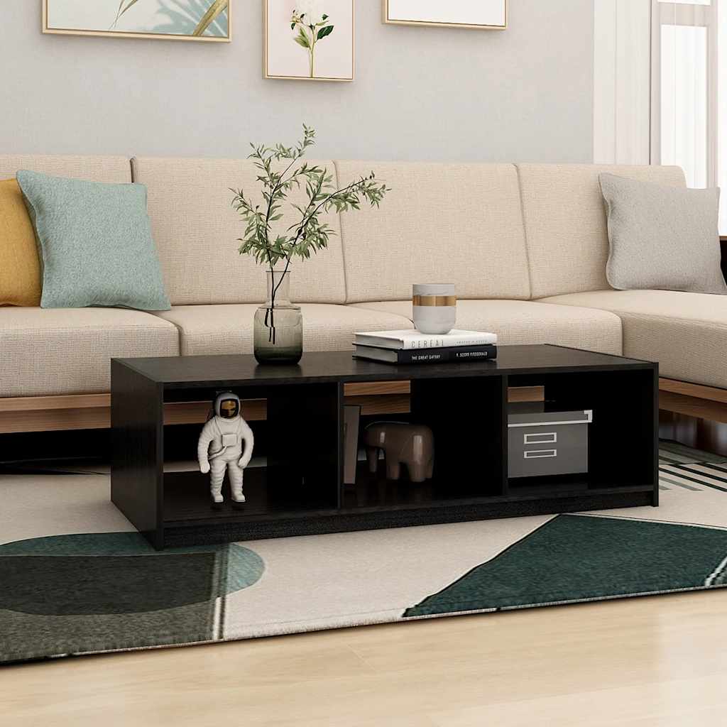 Stolić za kavu crni 110 x 50 x 34 cm od masivne borovine