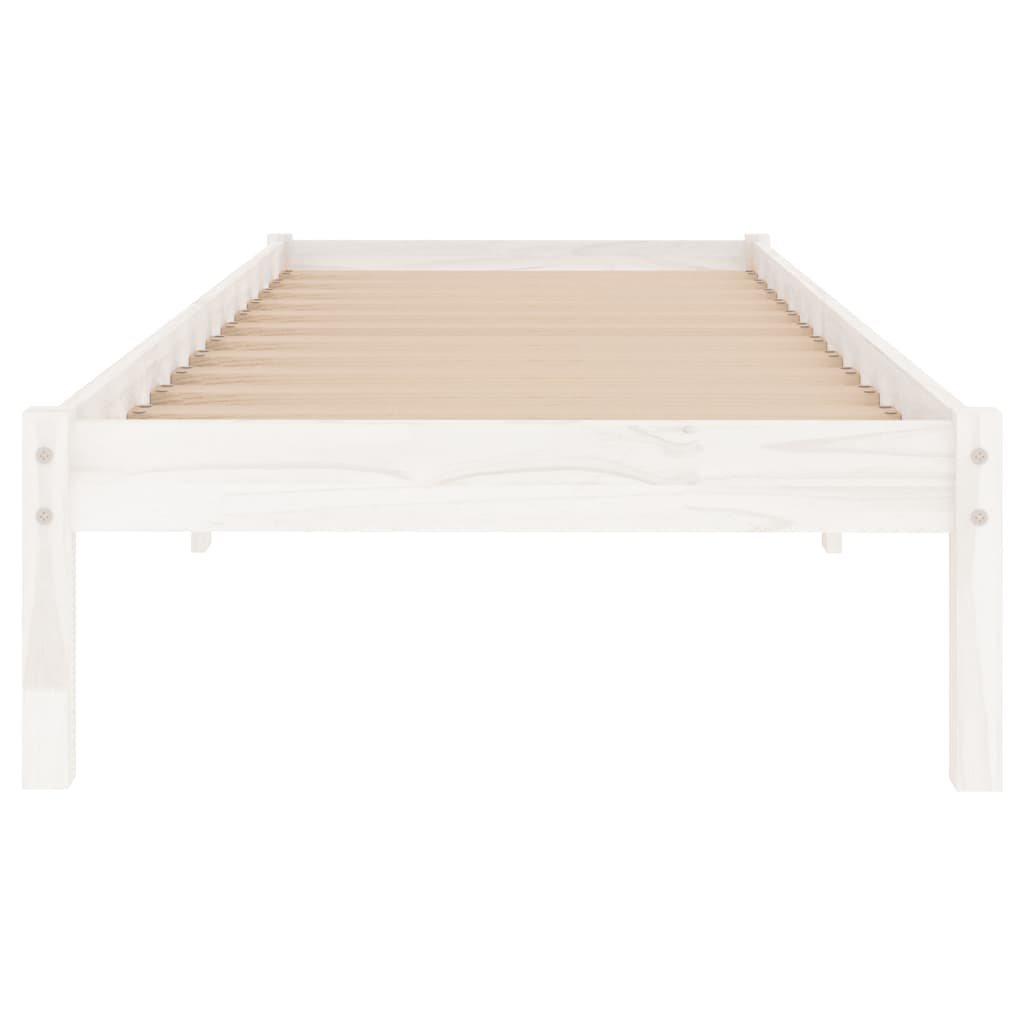 Okvir za krevet od masivnog drva bijeli 75 x 190 cm mali