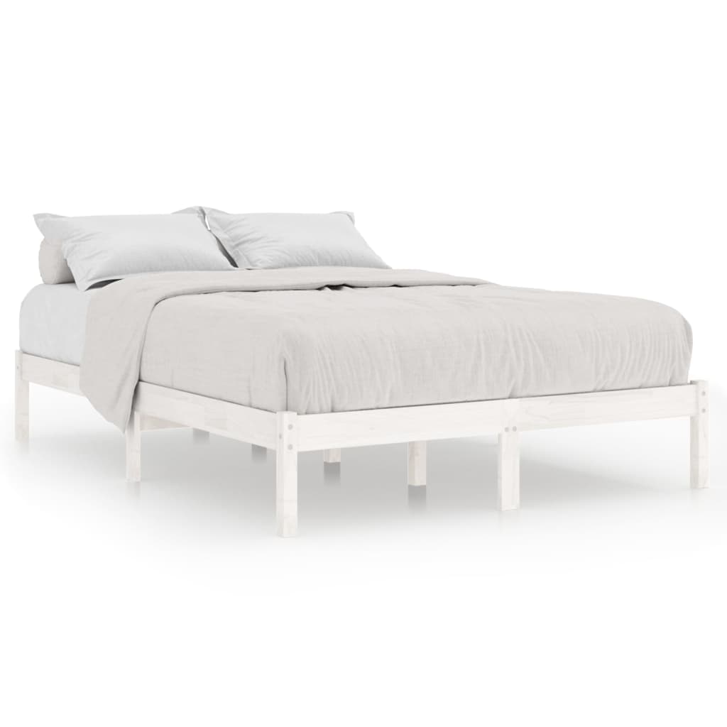Okvir za krevet od masivnog drva bijeli 135x190 cm bračni
