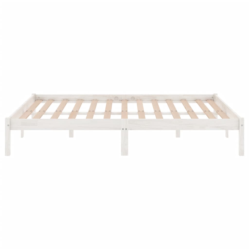 Okvir za krevet od masivnog drva bijeli 135x190 cm bračni