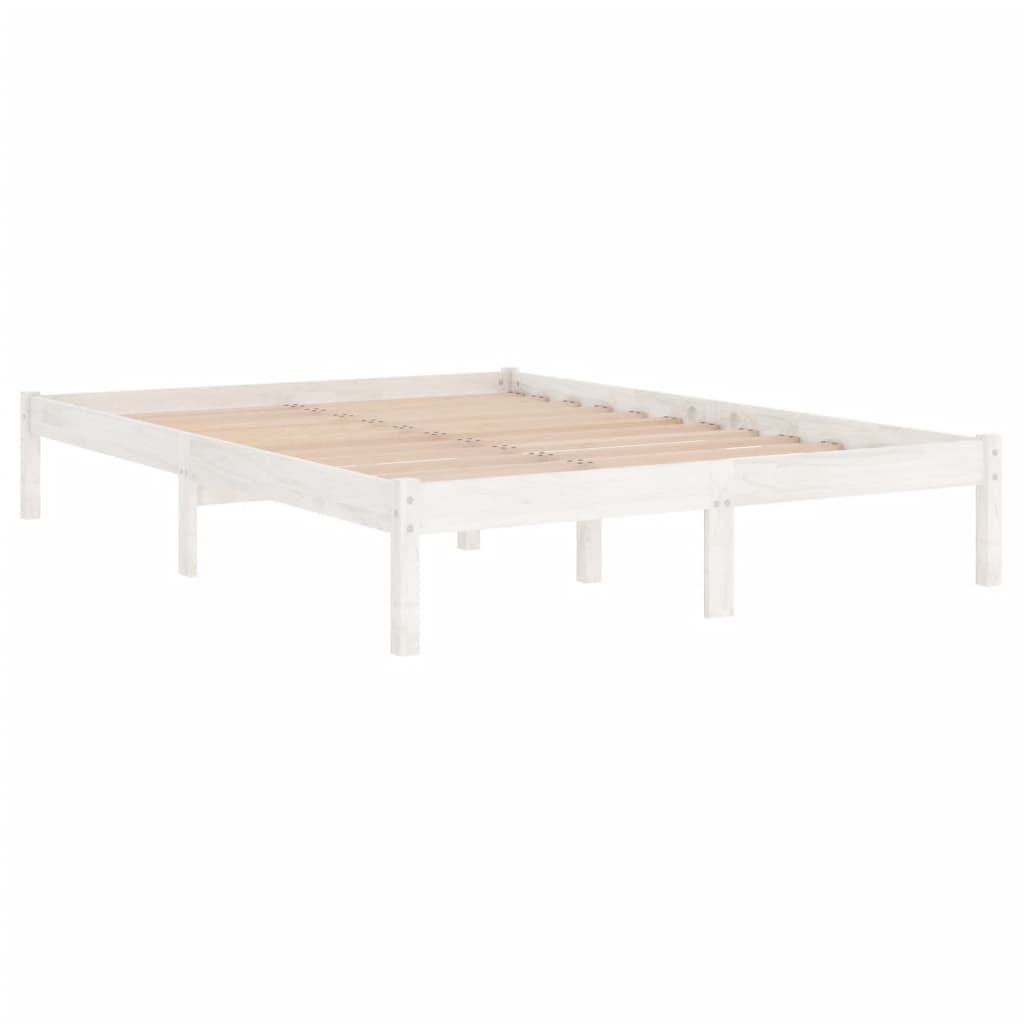Okvir za krevet od masivne borovine bijeli 140 x 190 cm