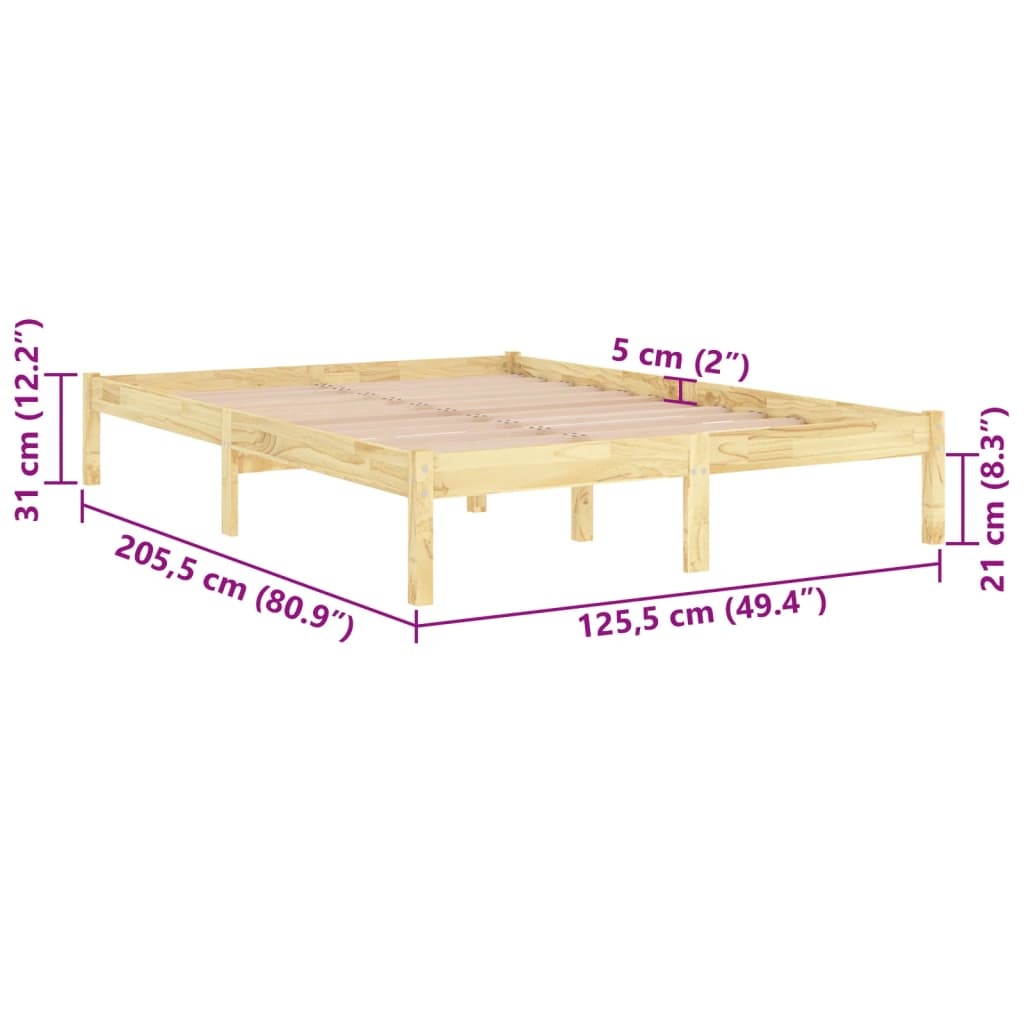 Okvir za krevet od masivne borovine 120 x 200 cm