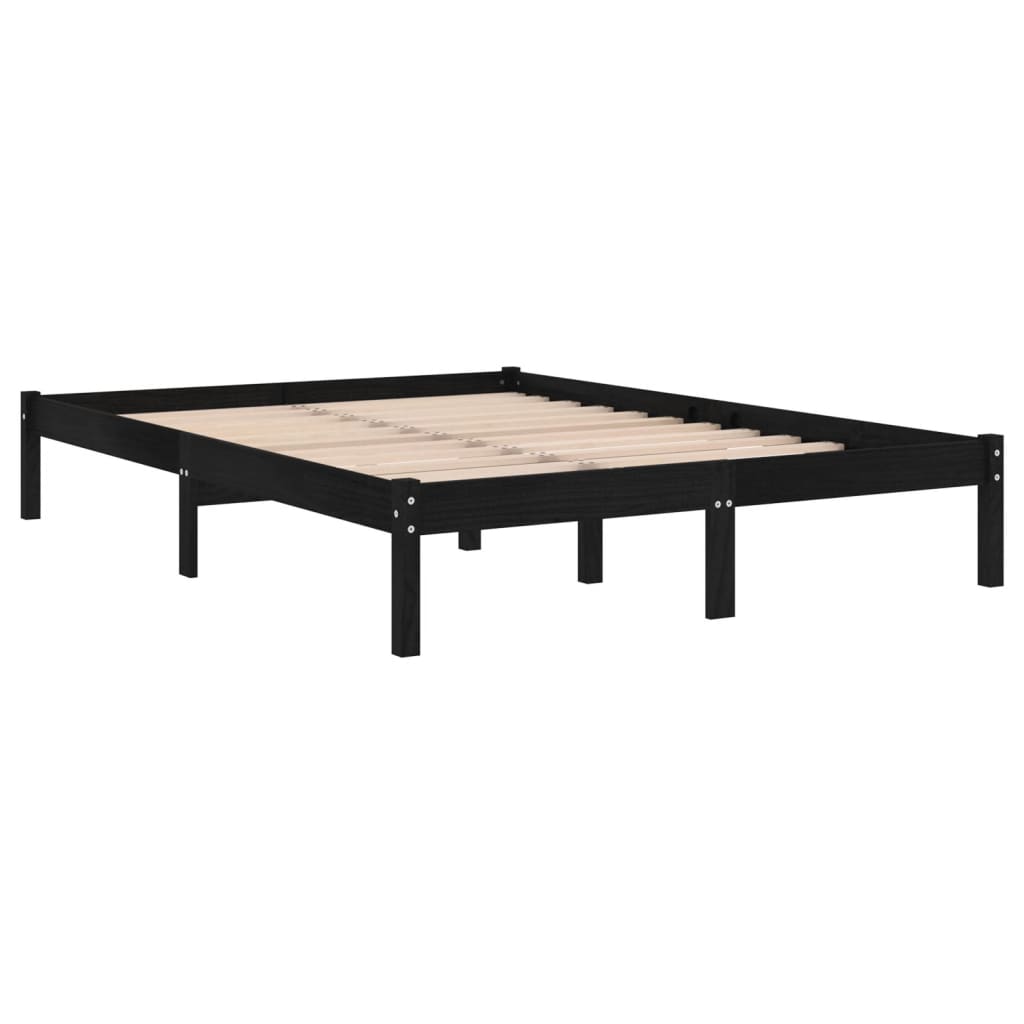 Okvir za krevet od masivne borovine crni 200 x 200 cm